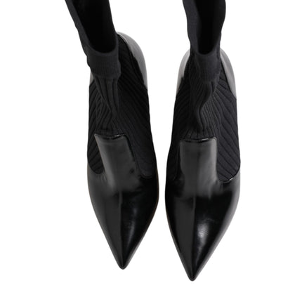 Dolce & Gabbana Black Stretch Stilettos Booties Socks Shoes