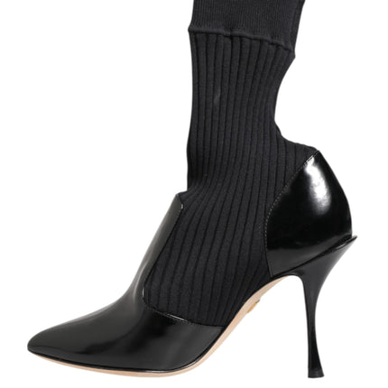 Dolce & Gabbana Black Stretch Stilettos Booties Socks Shoes