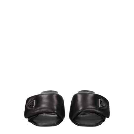 Prada Black Leather Platform Sandals