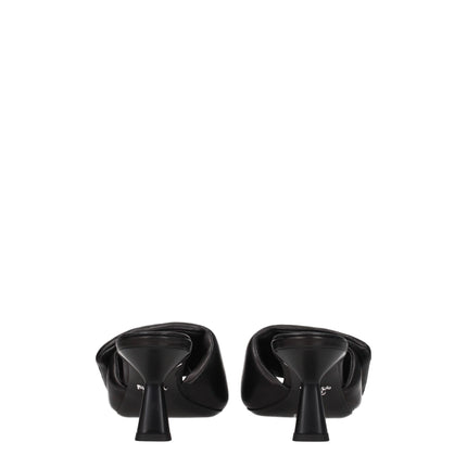 Prada Black Leather Platform Sandals