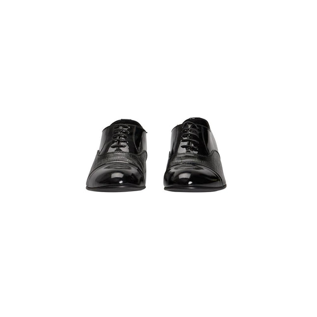 Roberto Pepe Luxury Black Leather Men Shoe