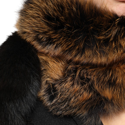 Dolce & Gabbana Brown Red Fox Fur Neck Cashmere Warmer Scarf