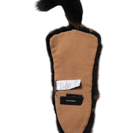Dolce & Gabbana Brown Red Fox Fur Neck Cashmere Warmer Scarf