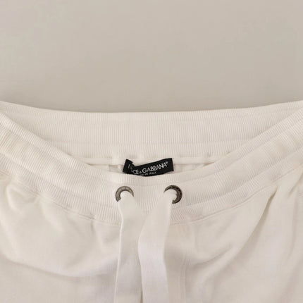 Dolce & Gabbana White Cotton Logo Patch Sweatpants Jogging Pants
