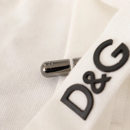 Dolce & Gabbana White Cotton Logo Patch Sweatpants Jogging Pants