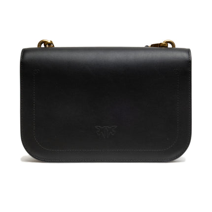 PINKO Black Leather Love Bell Classic Shoulder Bag