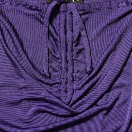 Cavalli Class Purple Viscose Elastane Strapless Bodycon Dress