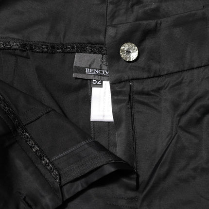 BENCIVENGA Black Cotton Blend Cropped Straight Leg Pants