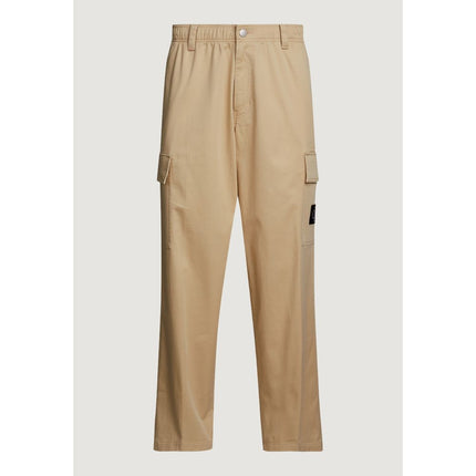 Calvin Klein Jeans Beige Recycled Cotton Casual Pants
