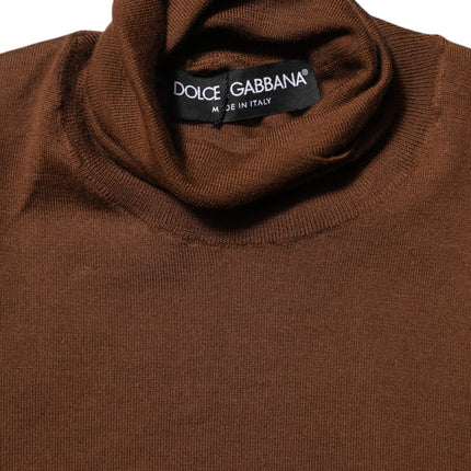 Dolce & Gabbana Brown Cashmere Turtle Neck Pullover Sweater