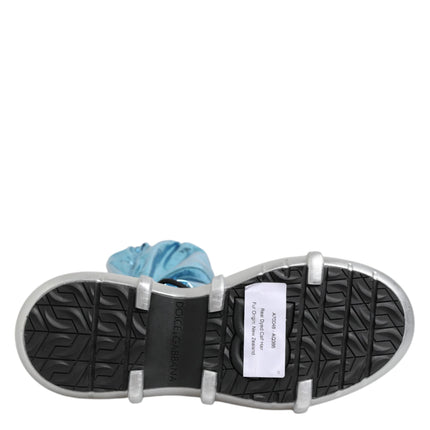 Dolce & Gabbana Blue Lace Up Over The Knee Socks Men Boots Shoes