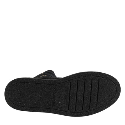 Dolce & Gabbana Black Alpaca Wool Suede Mid Calf Boots Shoes