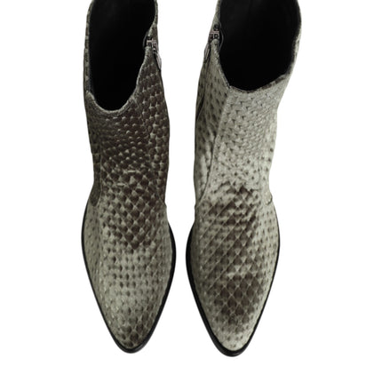 Dolce & Gabbana Gray Cotton Velvet Mid Calf Short Boots Shoes