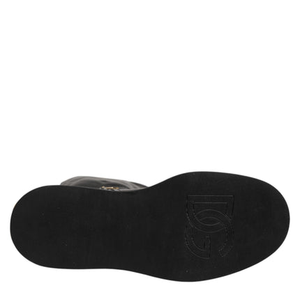 Dolce & Gabbana Black Logo Plaque Over The Calf Boots Shoes