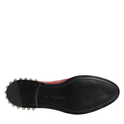 Dolce & Gabbana Red Studded Chelsea Short Ankle Boots Shoes