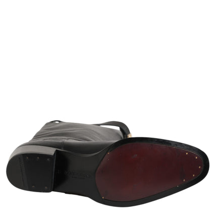 Dolce & Gabbana Black Logo Plaque Over The Calf Boots Shoes