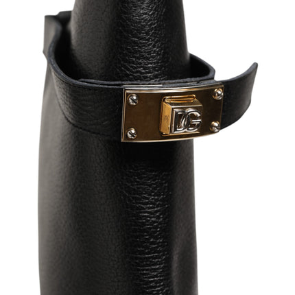 Dolce & Gabbana Black Logo Plaque Over The Calf Boots Shoes