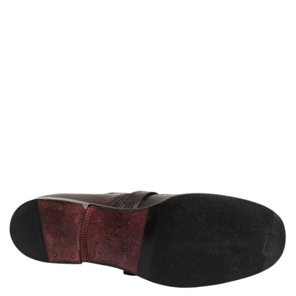 Dolce & Gabbana Brown Leather Monk Strap Formal Derby Shoes
