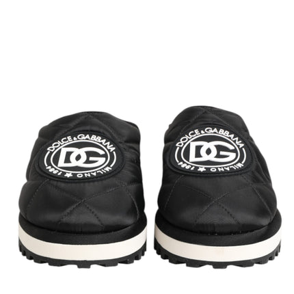 Dolce & Gabbana Black Nylon Low Top Slip On Sneaker Shoes