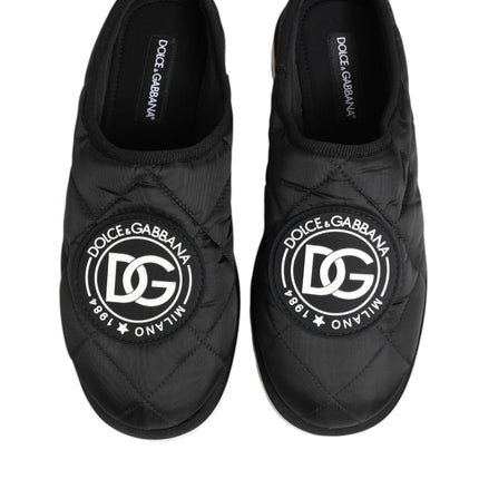 Dolce & Gabbana Black Nylon Low Top Slip On Sneaker Shoes