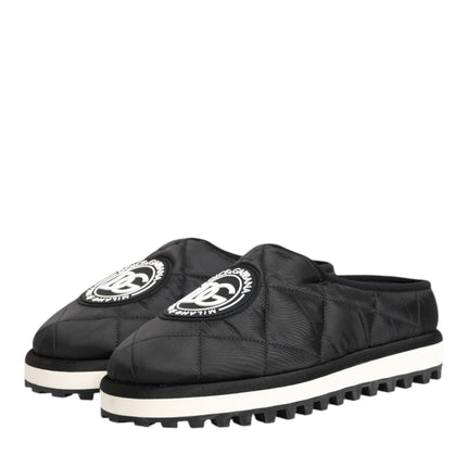 Dolce & Gabbana Black Nylon Low Top Slip On Sneaker Shoes