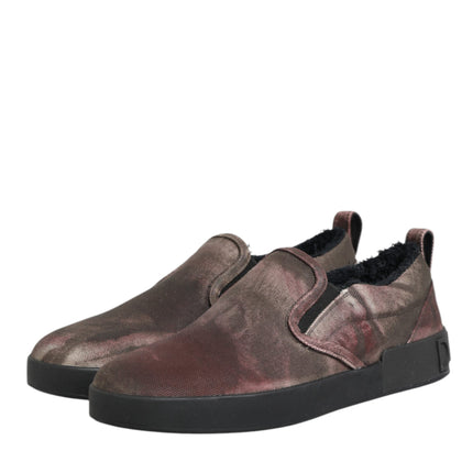 Dolce & Gabbana Multicolor Cotton Low Top Slip On Men Sneakers Shoes