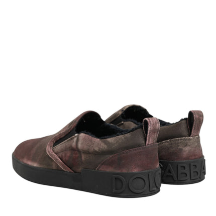 Dolce & Gabbana Multicolor Cotton Low Top Slip On Men Sneakers Shoes