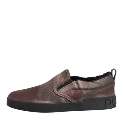 Dolce & Gabbana Multicolor Cotton Low Top Slip On Men Sneakers Shoes