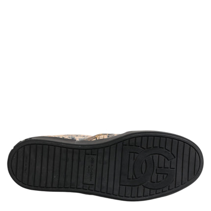 Dolce & Gabbana Beige Cotton Low Top Slip On Sneakers Shoes