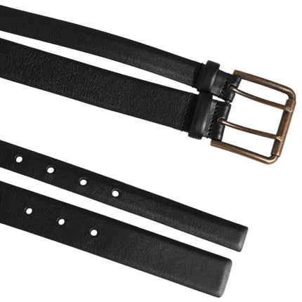 Dolce & Gabbana Black Double Strap Leather Brass Buckle Belt