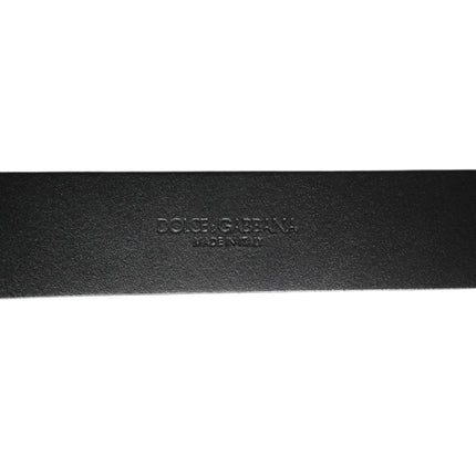 Dolce & Gabbana Black Silver Pebbled Texture Leather Buckle Men Belt