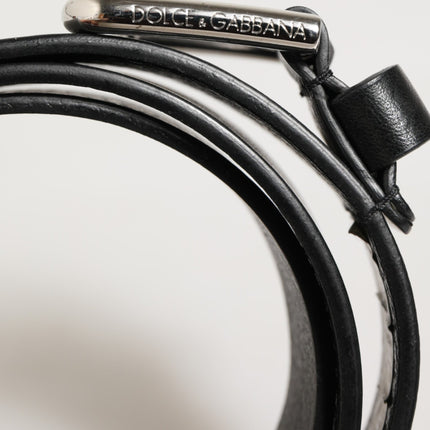 Dolce & Gabbana Black Leather Classic Metal Logo Buckle Belt