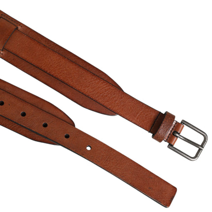 Dolce & Gabbana Brown Classic Gold Metal Logo Buckle Men  Belt