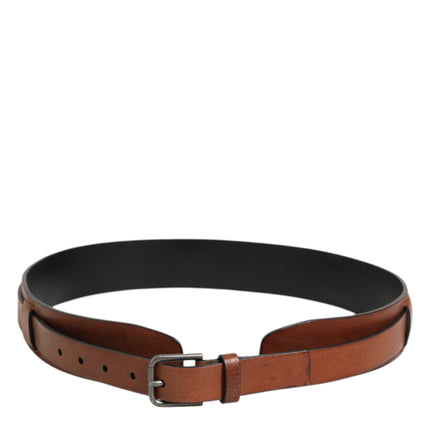 Dolce & Gabbana Brown Classic Gold Metal Logo Buckle Men  Belt