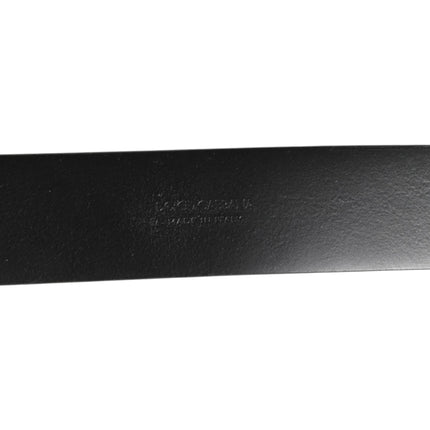 Dolce & Gabbana Black Leather Side Rings Brass Buckle Belt