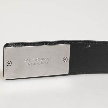 Dolce & Gabbana Black Leather Classic Metal Logo Buckle Belt