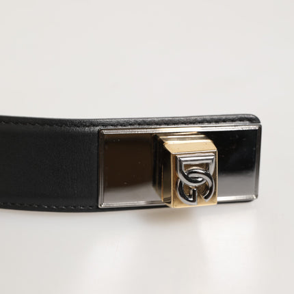 Dolce & Gabbana Black Leather Classic Metal Logo Buckle Belt