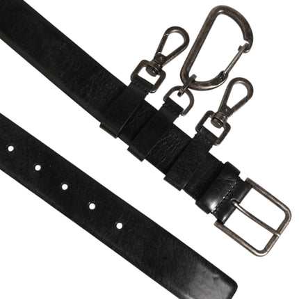 Dolce & Gabbana Black Key Ring Clip Attachments Buckle Belt