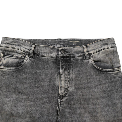 Dolce & Gabbana Gray Cotton Stretch Slim Fit Men Denim Jeans
