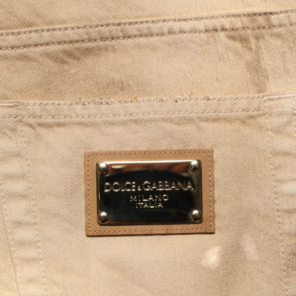 Dolce & Gabbana Beige Cotton Loose Tattered Men Denim Jeans