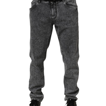 Dolce & Gabbana Gray Cotton Slim Fit Denim Trouser Jeans