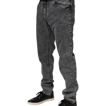 Dolce & Gabbana Gray Cotton Slim Fit Denim Trouser Jeans