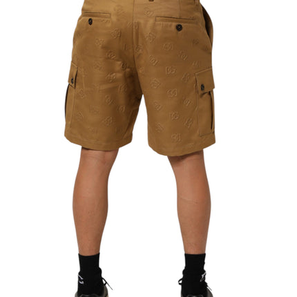 Dolce & Gabbana Brown Cotton Stretch Logo CargoBermuda Shorts