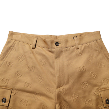 Dolce & Gabbana Brown Cotton Stretch Logo CargoBermuda Shorts