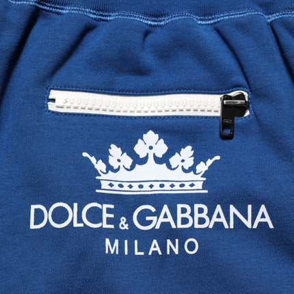 Dolce & Gabbana Blue Cotton Blend Bermuda Sweatpants Shorts