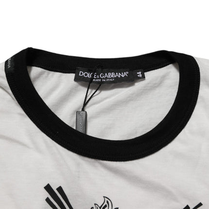 Dolce & Gabbana White Sacred Heart Cotton Crew Neck T-shirt