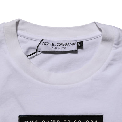 Dolce & Gabbana White Cotton Logo Print Crew Neck Men T-shirt