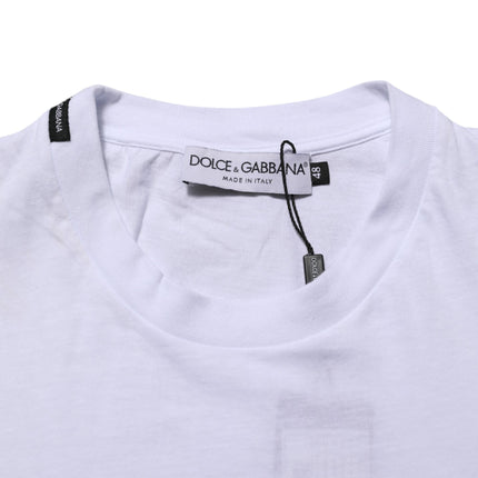 Dolce & Gabbana White Cotton Logo Print Crew Neck T-shirt