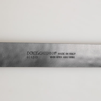 Dolce & Gabbana Black Exotic Leather DG Logo Buckle Belt
