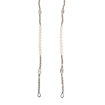 Dolce & Gabbana Black Leather Pearl Chain Bag Accessory Shoulder Strap
